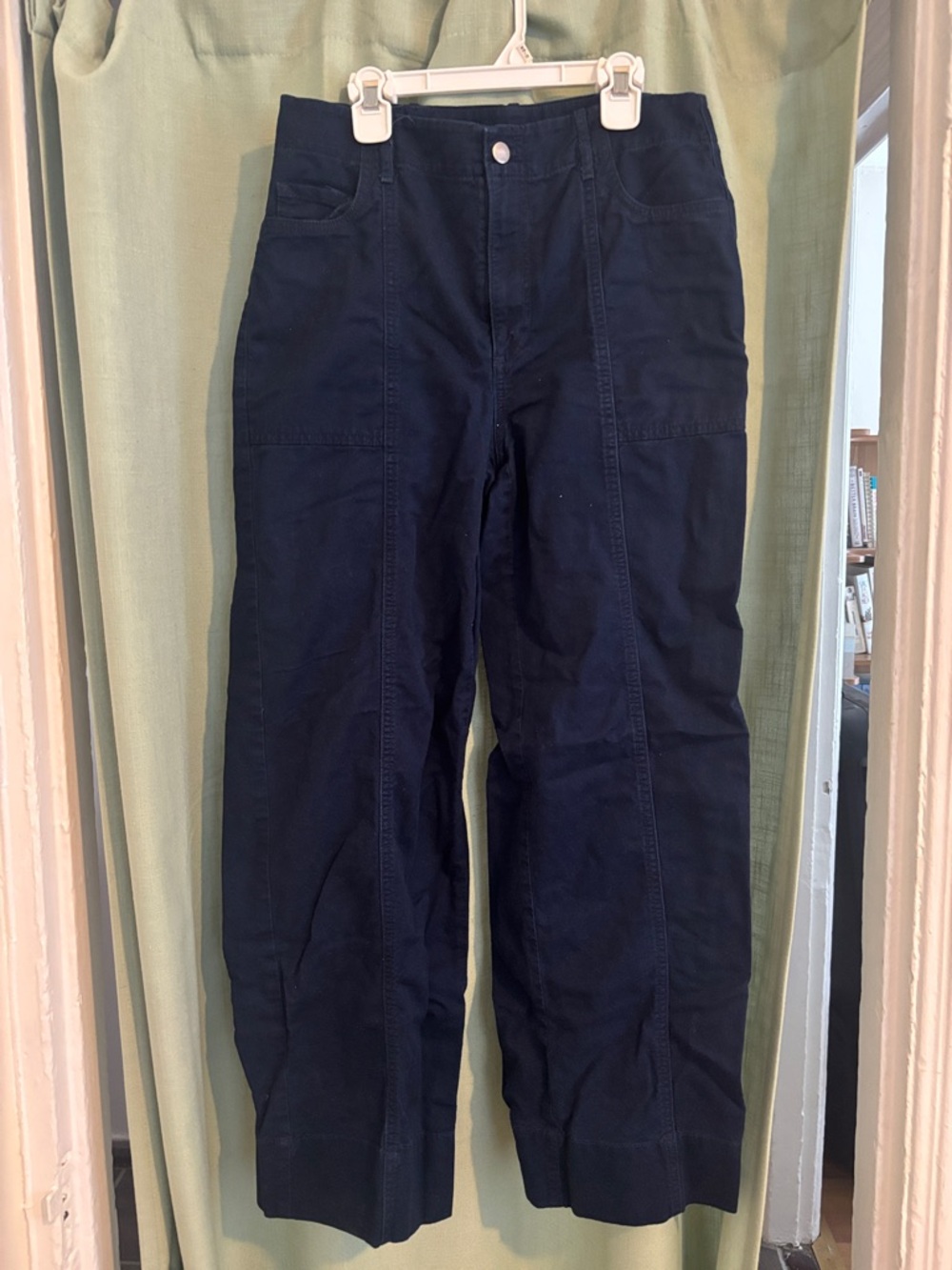 LOFT Navy Wide-Leg Utility Trousers